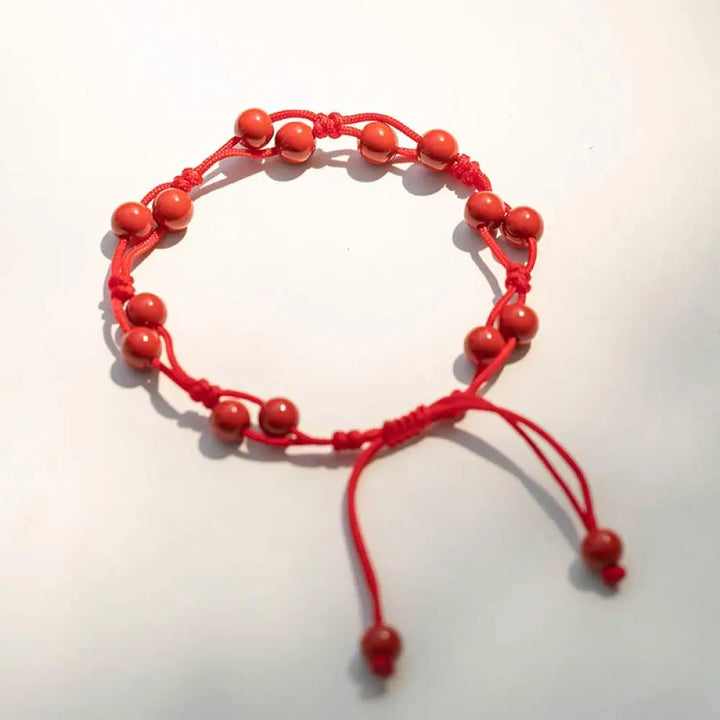 Buddha Stones Red Agate Moss Agate Cinnabar Calm Bracelet - Cinnabar&amp;Red String - Bracelet