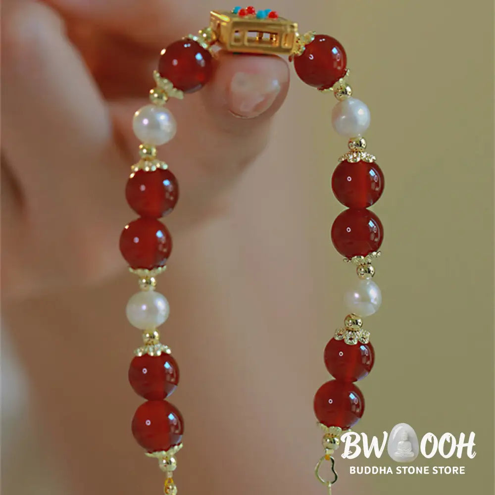Buddha Stones Red Agate Pearl Confidence Self-acceptance Bracelet - BWOOOH - Red Agate(Confidence♥Calm) - Bracelet