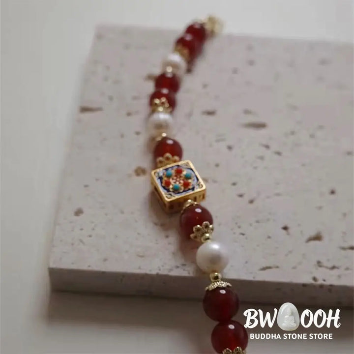 Buddha Stones Red Agate Pearl Confidence Self-acceptance Bracelet - BWOOOH - Red Agate(Confidence♥Calm) - Bracelet
