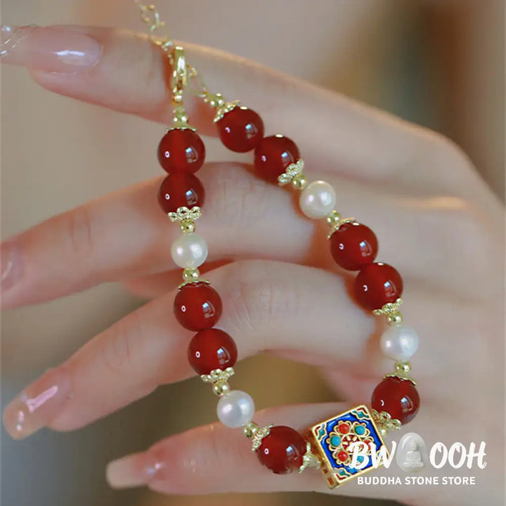 Buddha Stones Red Agate Pearl Confidence Self-acceptance Bracelet - BWOOOH - Red Agate(Confidence♥Calm) - Bracelet