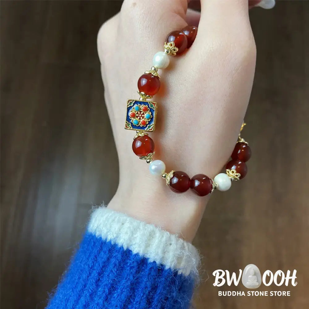 Buddha Stones Red Agate Pearl Confidence Self-acceptance Bracelet - BWOOOH - Red Agate(Confidence♥Calm) - Bracelet