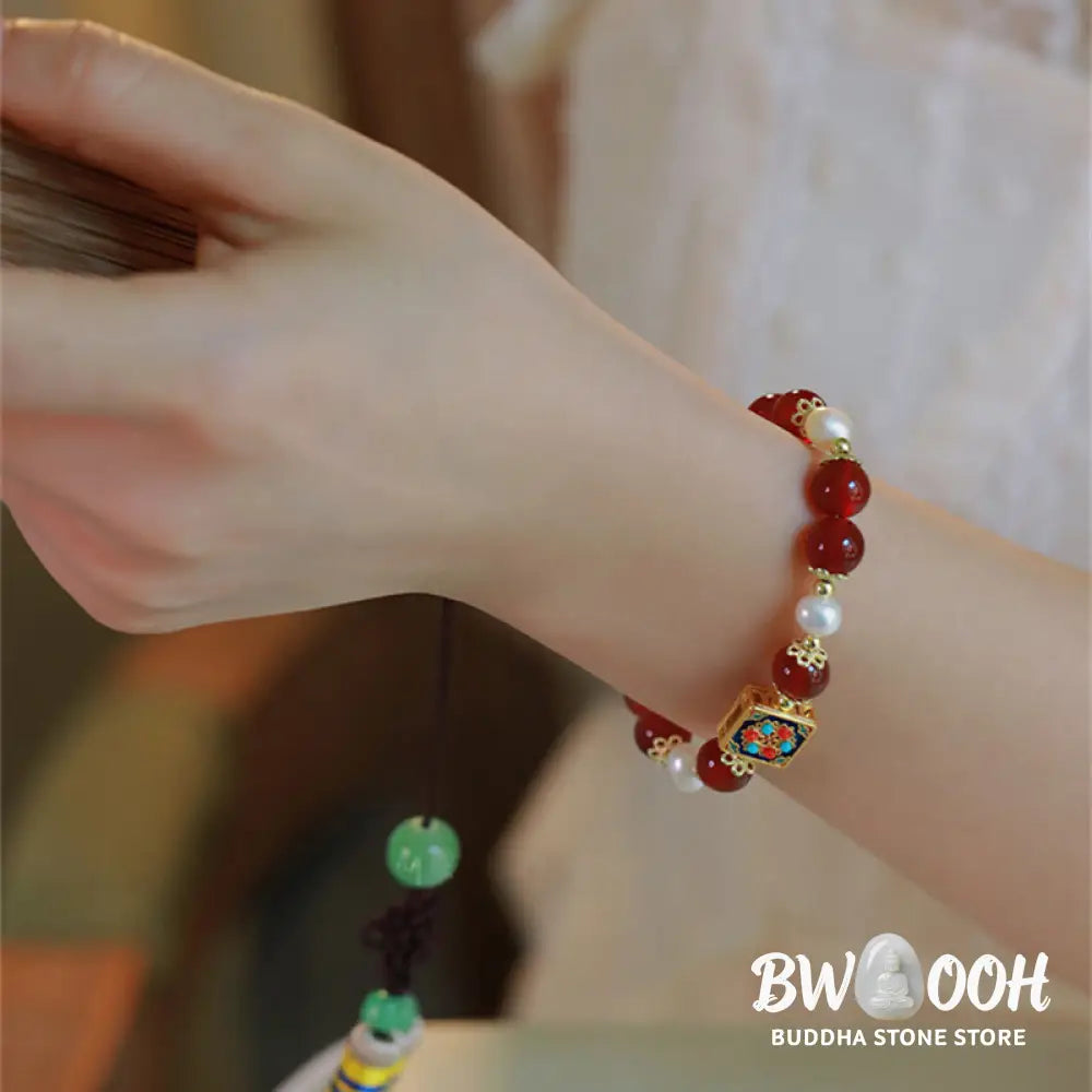 Buddha Stones Red Agate Pearl Confidence Self-acceptance Bracelet - BWOOOH - Red Agate(Confidence♥Calm) - Bracelet