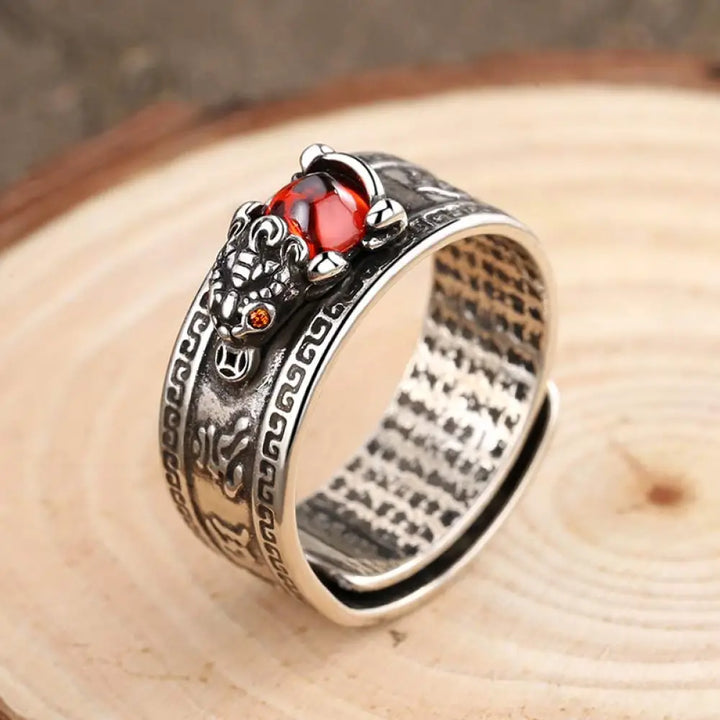Buddha Stones Red Agate PiXiu Wealth Ring - BWOOOH - 2 - Rings