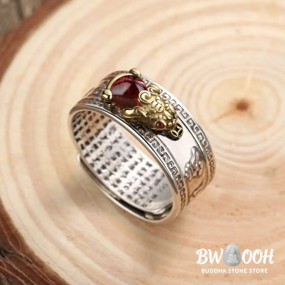 Buddha Stones Red Agate PiXiu Wealth Ring - BWOOOH - Rings