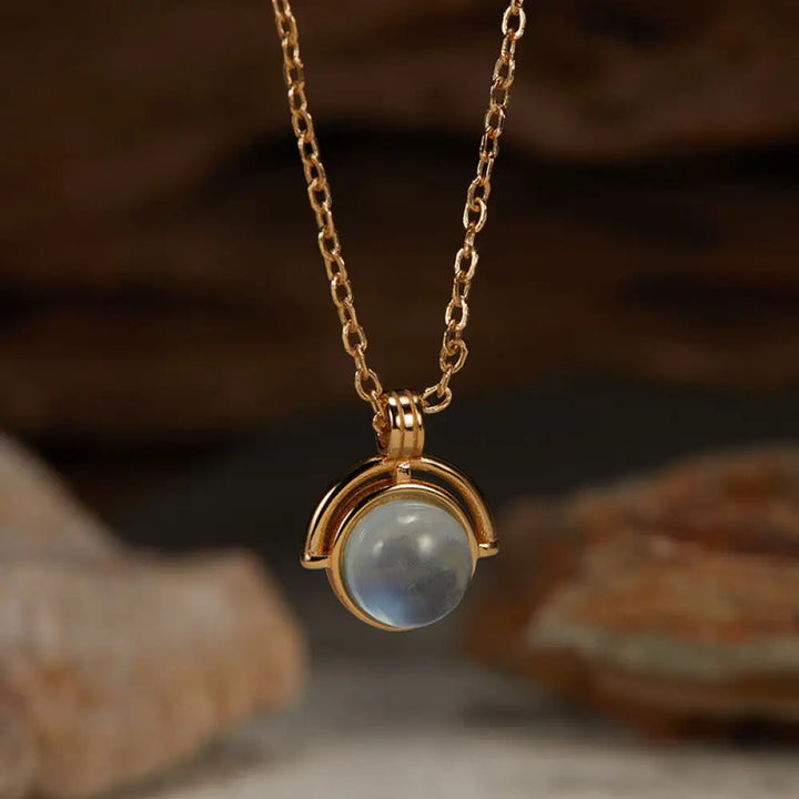 Buddha Stones Red Agate Tiger Eye Aquamarine Moonstone 925 Sterling Silver Confidence Necklace Pendant - BWOOOH