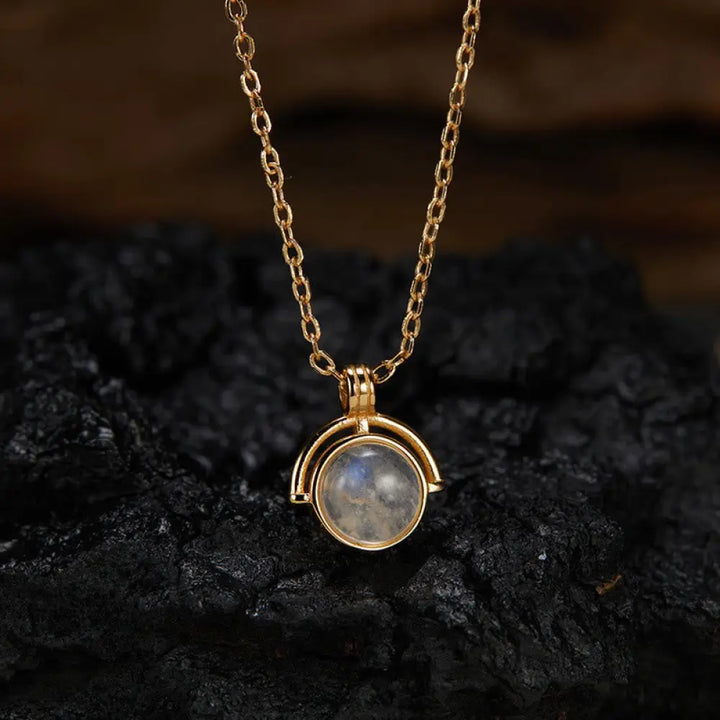 Buddha Stones Red Agate Tiger Eye Aquamarine Moonstone 925 Sterling Silver Confidence Necklace Pendant - BWOOOH