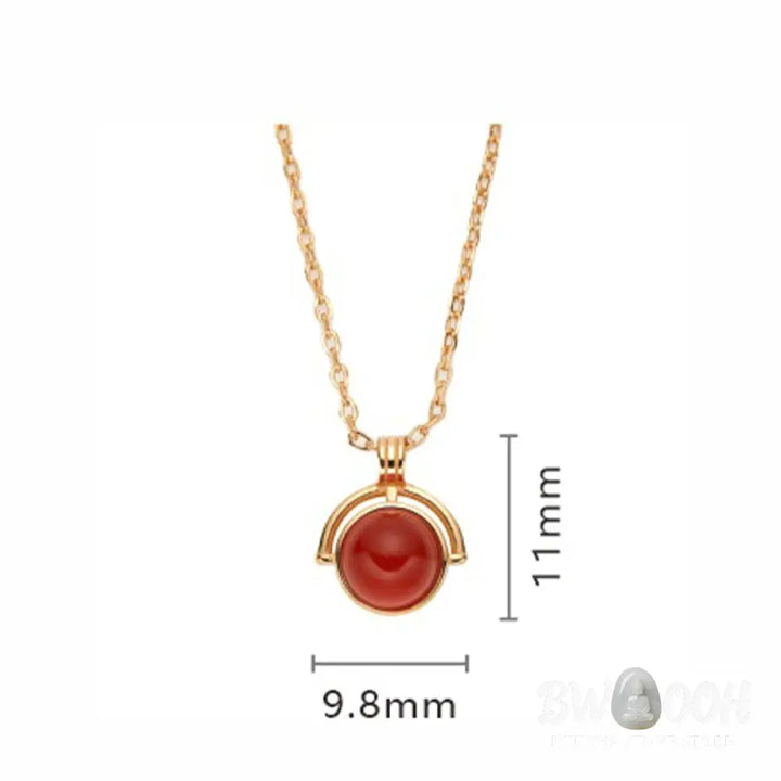 Buddha Stones Red Agate Tiger Eye Aquamarine Moonstone 925 Sterling Silver Confidence Necklace Pendant - BWOOOH