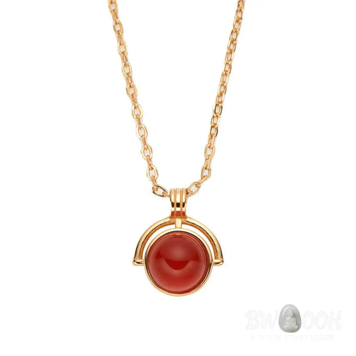 Buddha Stones Red Agate Tiger Eye Aquamarine Moonstone 925 Sterling Silver Confidence Necklace Pendant - BWOOOH