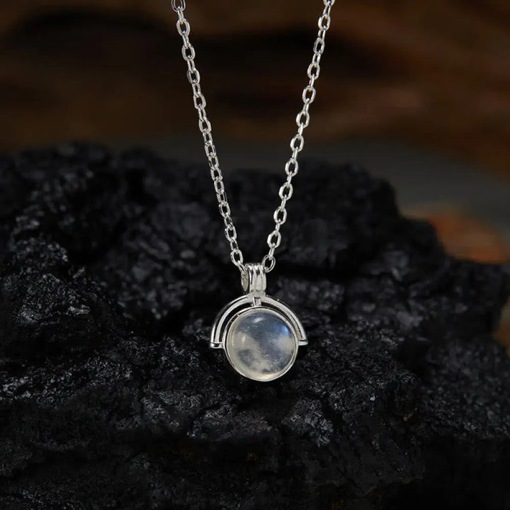 Buddha Stones Red Agate Tiger Eye Aquamarine Moonstone 925 Sterling Silver Confidence Necklace Pendant - BWOOOH