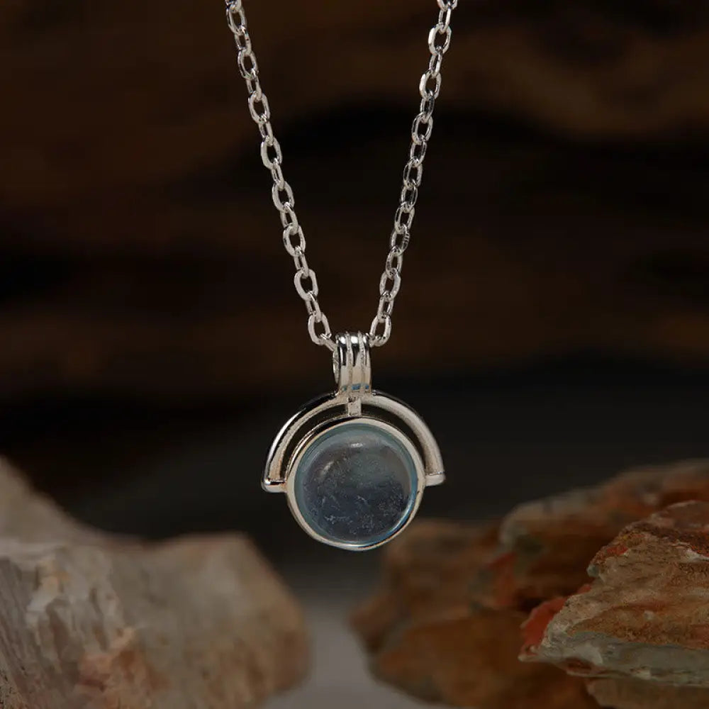 Buddha Stones Red Agate Tiger Eye Aquamarine Moonstone 925 Sterling Silver Confidence Necklace Pendant - BWOOOH