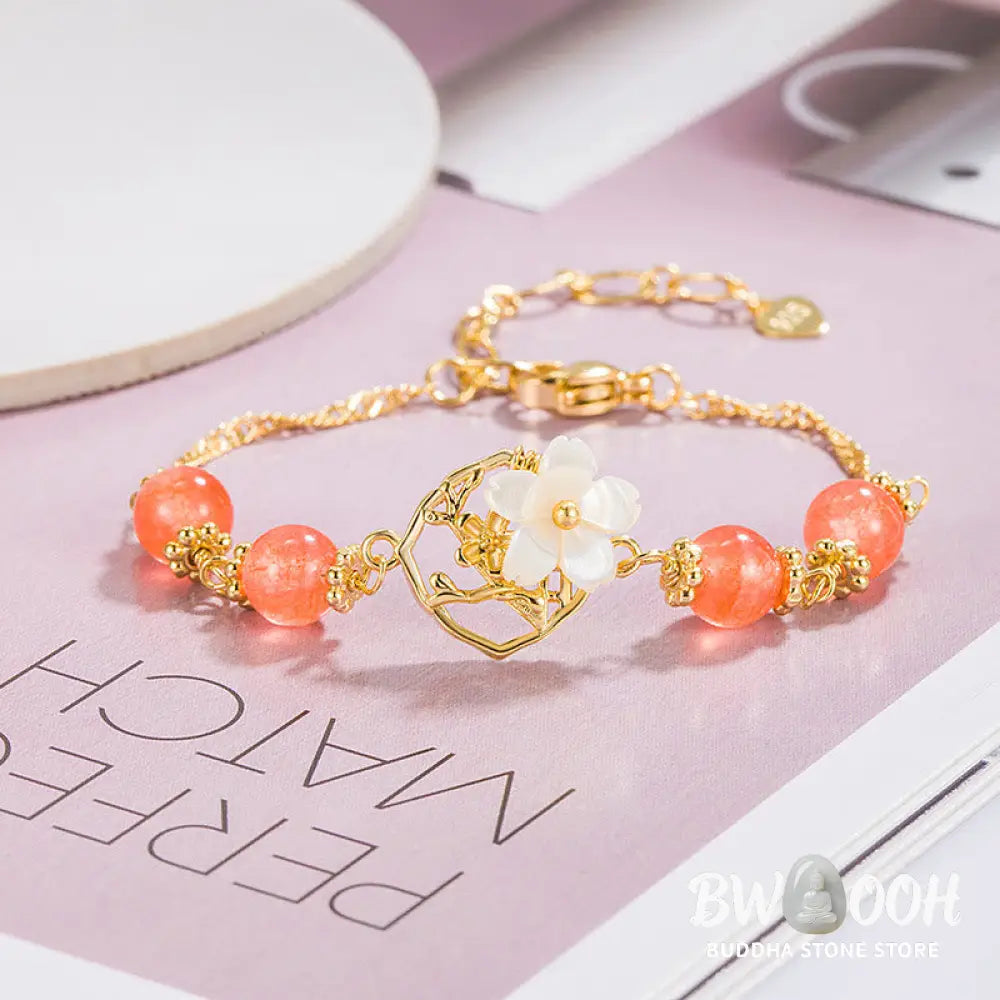 BWOOOH Red Agate Tridacna Stone Flower Confidence Bracelet - Red Agate(Confidence*Calm) - Bracelet