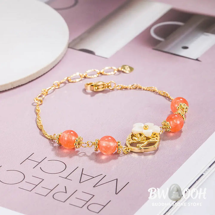 BWOOOH Red Agate Tridacna Stone Flower Confidence Bracelet - Red Agate(Confidence*Calm) - Bracelet