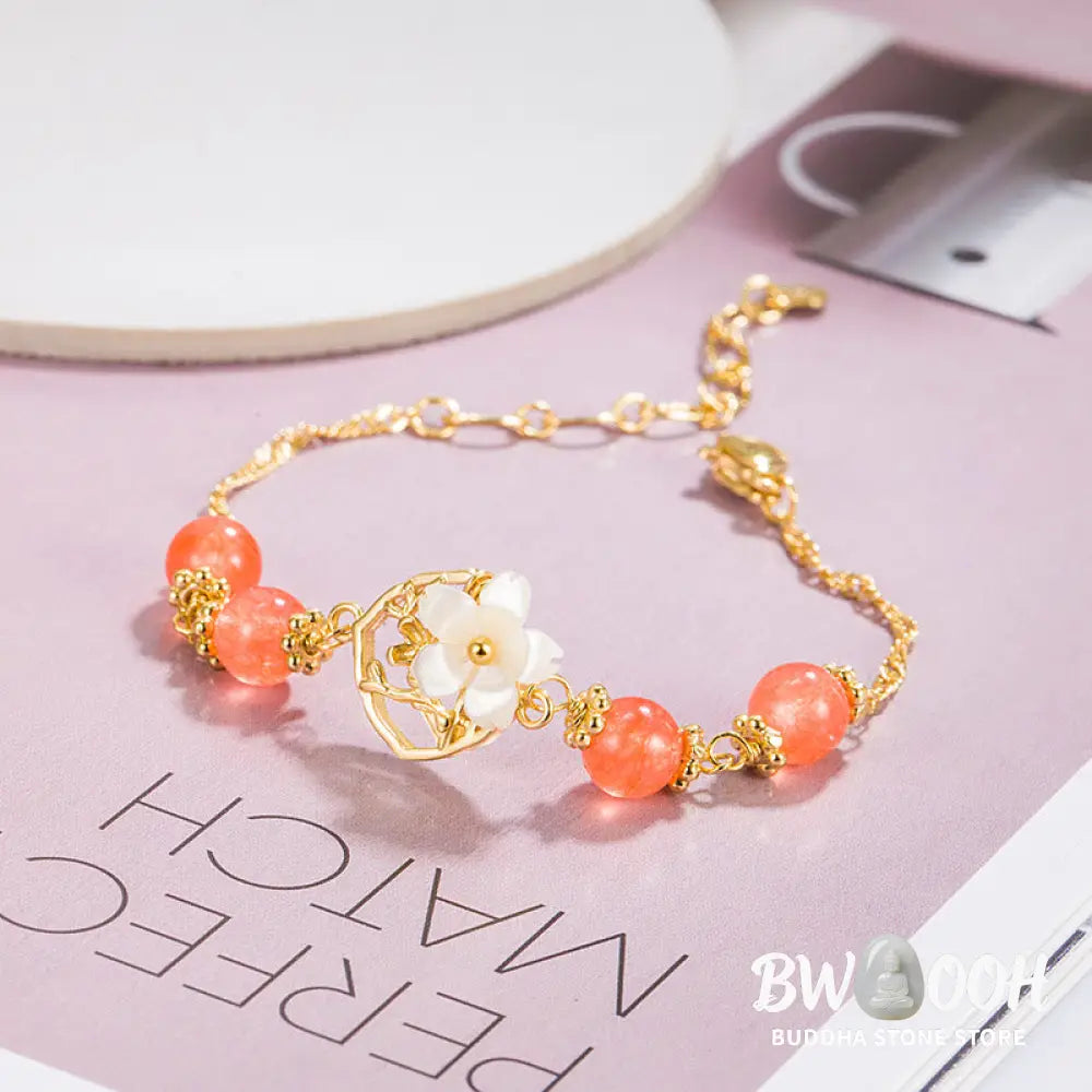 BWOOOH Red Agate Tridacna Stone Flower Confidence Bracelet - Red Agate(Confidence*Calm) - Bracelet