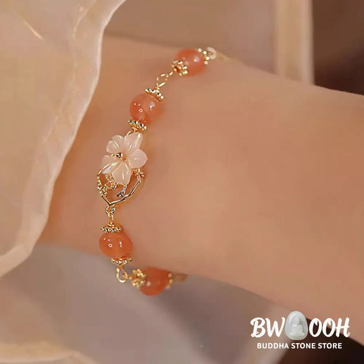 BWOOOH Red Agate Tridacna Stone Flower Confidence Bracelet - Red Agate(Confidence*Calm) - Bracelet