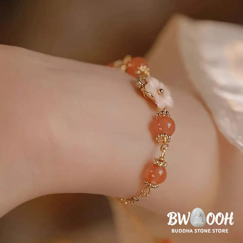 BWOOOH Red Agate Tridacna Stone Flower Confidence Bracelet - Red Agate(Confidence*Calm) - Bracelet