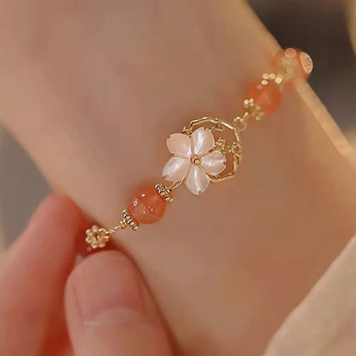 BWOOOH Red Agate Tridacna Stone Flower Confidence Bracelet - Red Agate(Confidence*Calm) - Bracelet