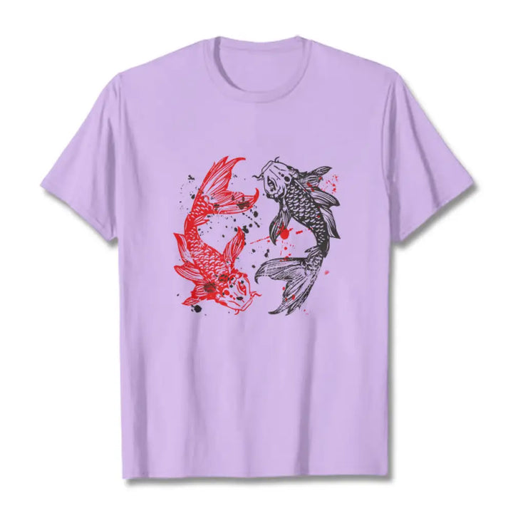 Buddha Stones Red Black Koi Fish Tee T-shirt - Plum / S - T-Shirts