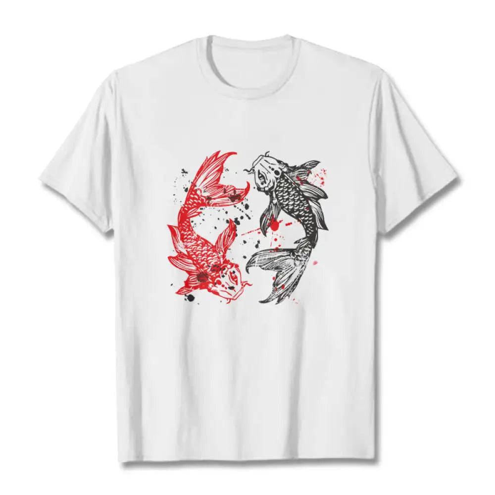 BWOOOH koi fish print yoga pants - Red Black Koi Fish Tee T-shirt