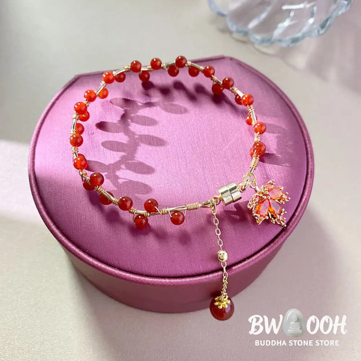BWOOOH Red Maple Leaf Luck Charm Bracelet - Maple Leaf - Bracelet