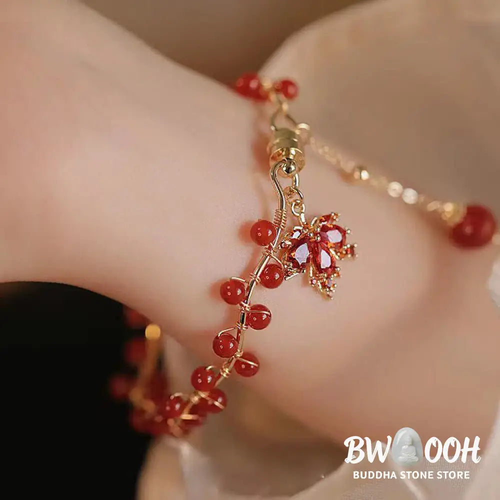 BWOOOH Red Maple Leaf Luck Charm Bracelet - Maple Leaf - Bracelet
