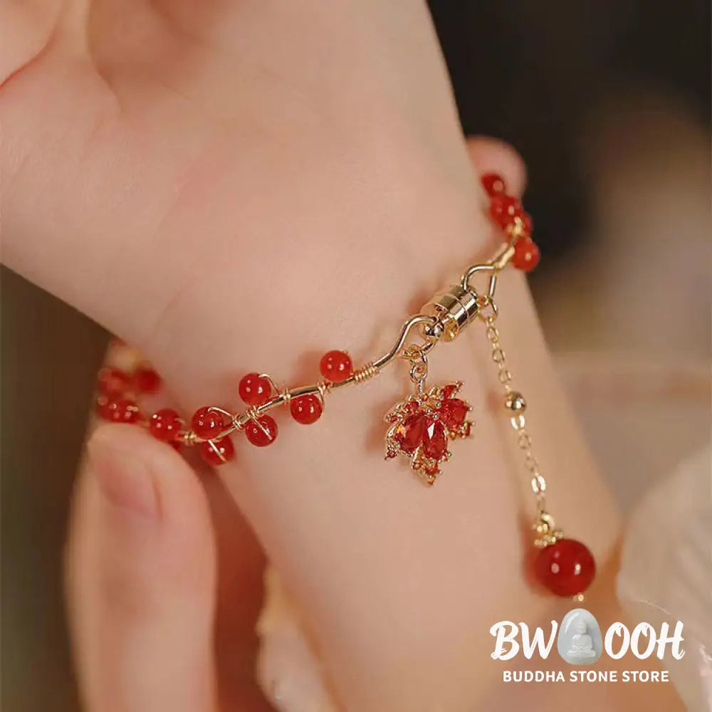 BWOOOH Red Maple Leaf Luck Charm Bracelet - Maple Leaf - Bracelet