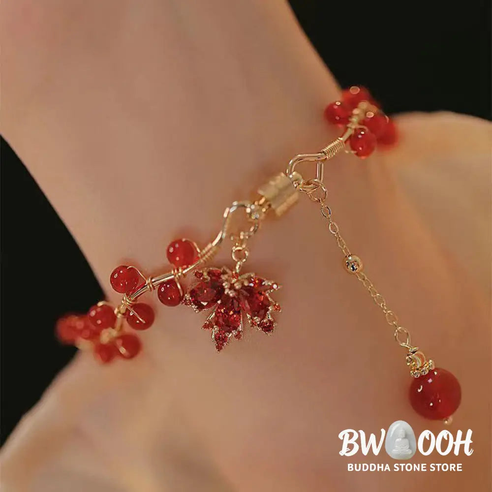 BWOOOH Red Maple Leaf Luck Charm Bracelet - Maple Leaf - Bracelet