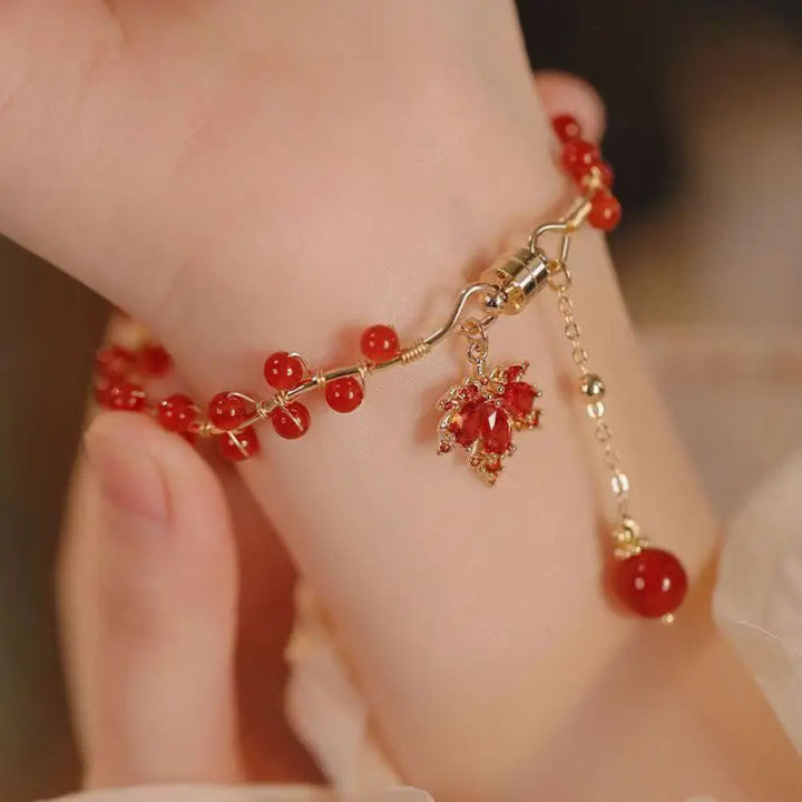 BWOOOH Red Maple Leaf Luck Charm Bracelet - Maple Leaf - Bracelet