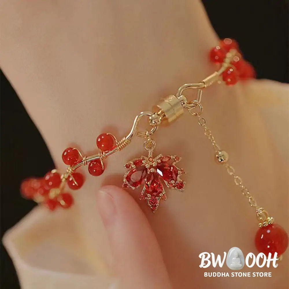 BWOOOH Red Maple Leaf Luck Charm Bracelet - Maple Leaf - Bracelet