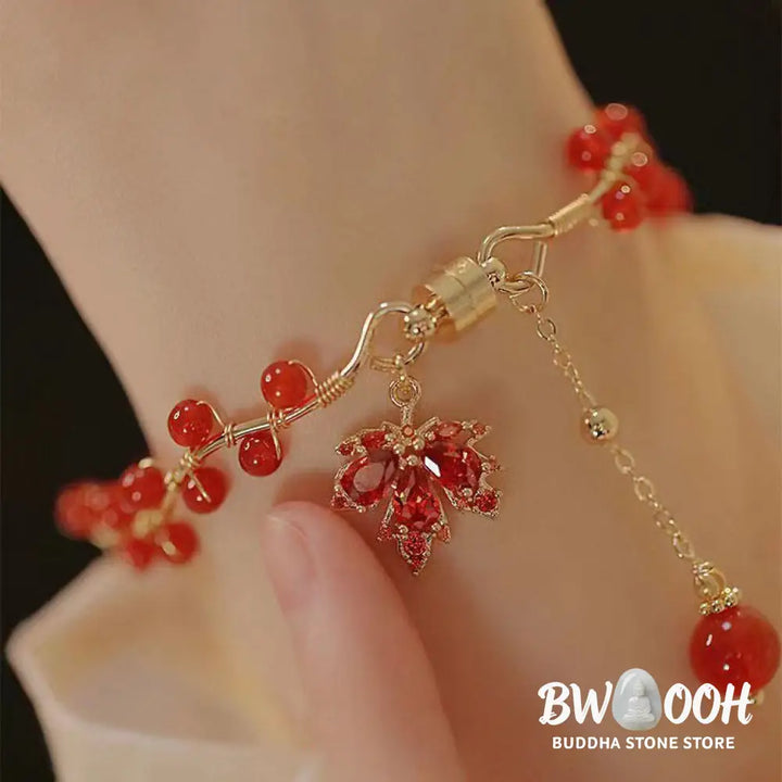 BWOOOH Red Maple Leaf Luck Charm Bracelet - Maple Leaf - Bracelet