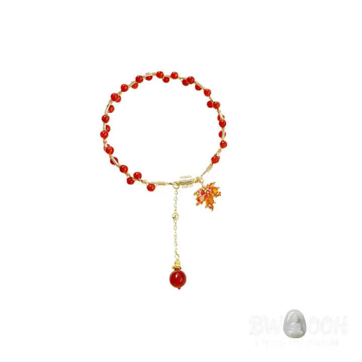BWOOOH Red Maple Leaf Luck Charm Bracelet - Maple Leaf - Bracelet