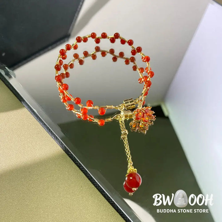 BWOOOH Red Maple Leaf Luck Charm Bracelet - Maple Leaf - Bracelet