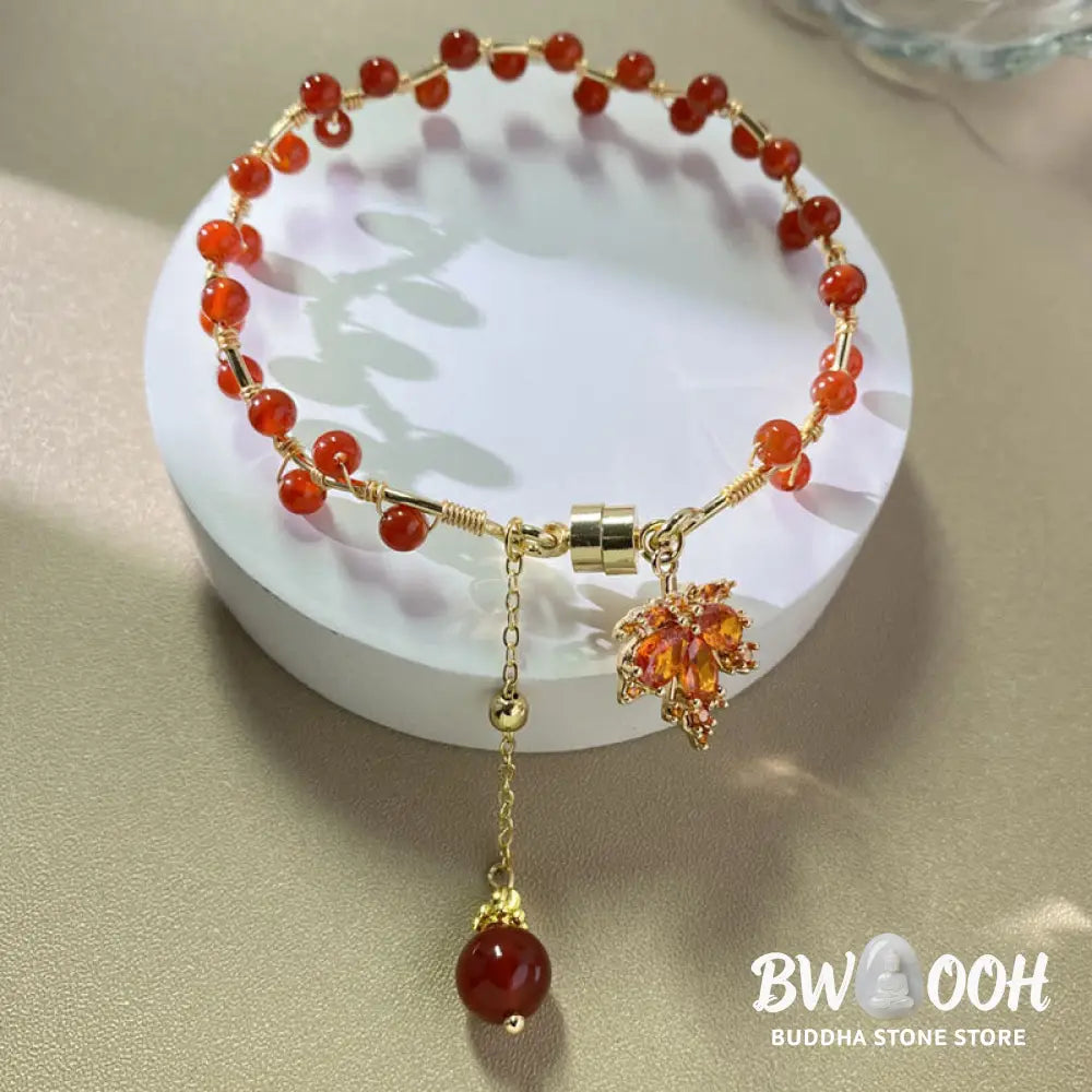BWOOOH Red Maple Leaf Luck Charm Bracelet - Maple Leaf - Bracelet