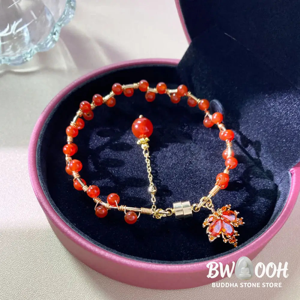BWOOOH Red Maple Leaf Luck Charm Bracelet - Maple Leaf - Bracelet
