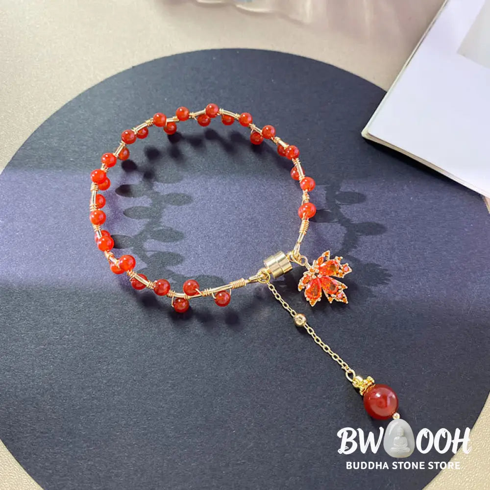 BWOOOH Red Maple Leaf Luck Charm Bracelet - Maple Leaf - Bracelet