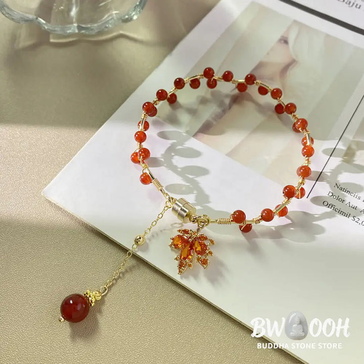 BWOOOH Red Maple Leaf Luck Charm Bracelet - Maple Leaf - Bracelet