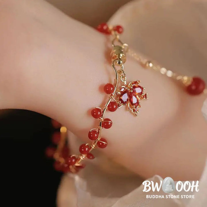 BWOOOH Red Maple Leaf Luck Charm Bracelet - Maple Leaf - Bracelet