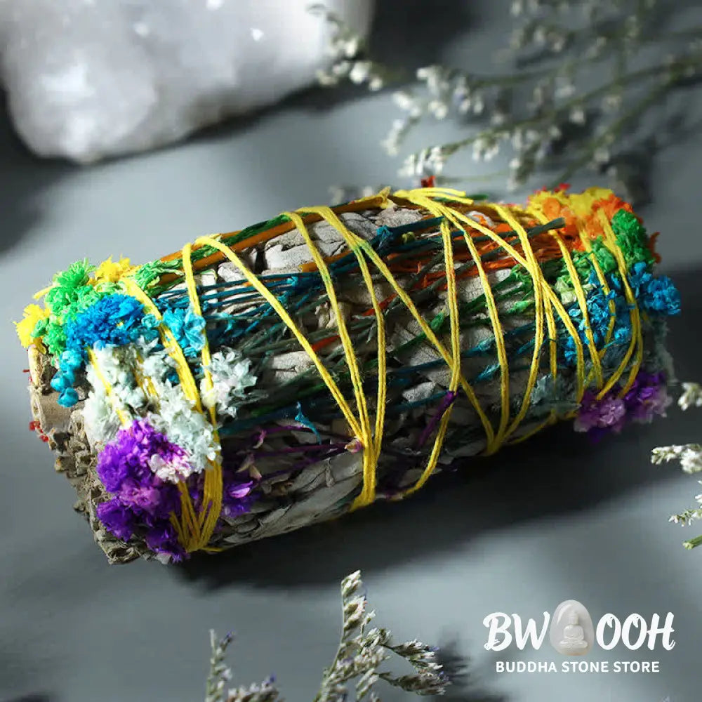 BWOOOH Red Rose Forget-me-not Colorful Daisy Smudge Stick for Home Cleansing Incense Healing Meditation Smudge