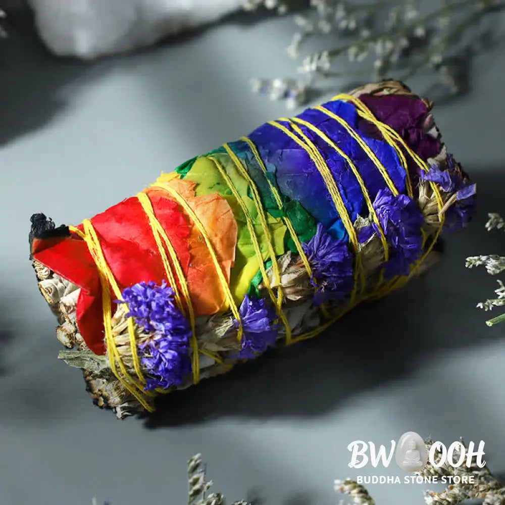 BWOOOH Red Rose Forget-me-not Colorful Daisy Smudge Stick for Home Cleansing Incense Healing Meditation Smudge