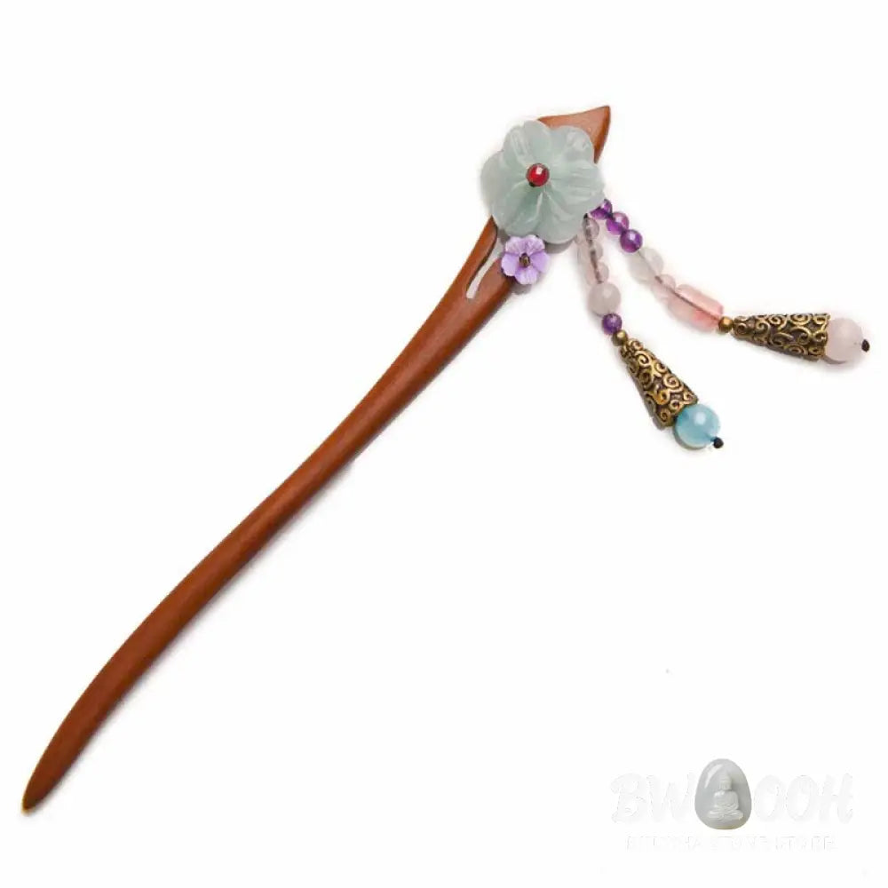 Buddha Stones Red Sandalwood Amethyst Aventurine Protection Hairpin Decoration - Red Sandalwood (Protection ♥ Calm)