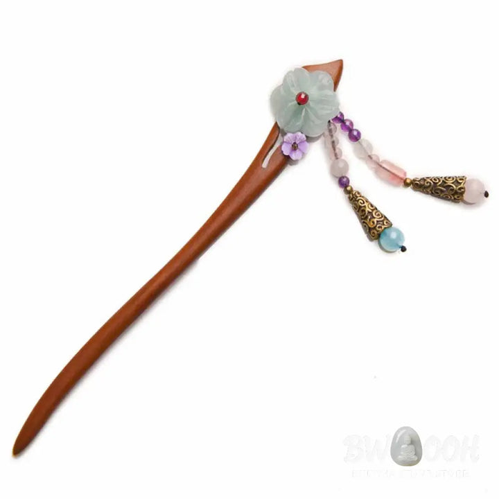 Buddha Stones Red Sandalwood Amethyst Aventurine Protection Hairpin Decoration - Red Sandalwood (Protection ♥ Calm)