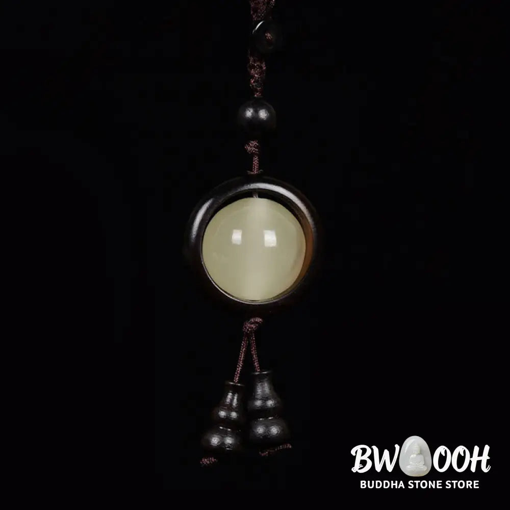 Buddha Stones Red Sandalwood Ebony Wood Green Sandalwood Luminous Lucky Bead Gourd Peace Key Chain - Key Chain