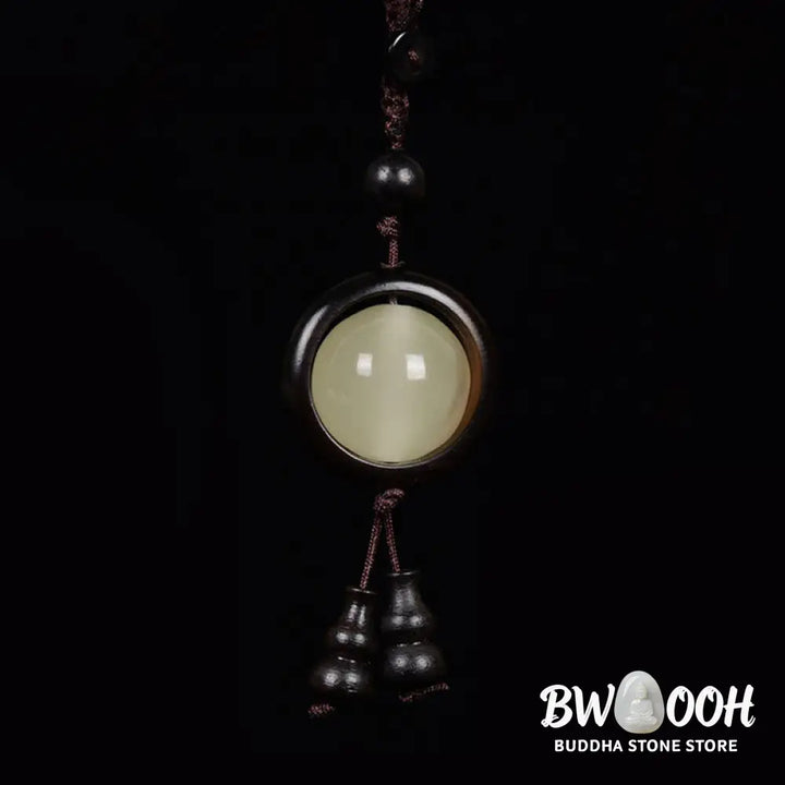 Buddha Stones Red Sandalwood Ebony Wood Green Sandalwood Luminous Lucky Bead Gourd Peace Key Chain - Key Chain