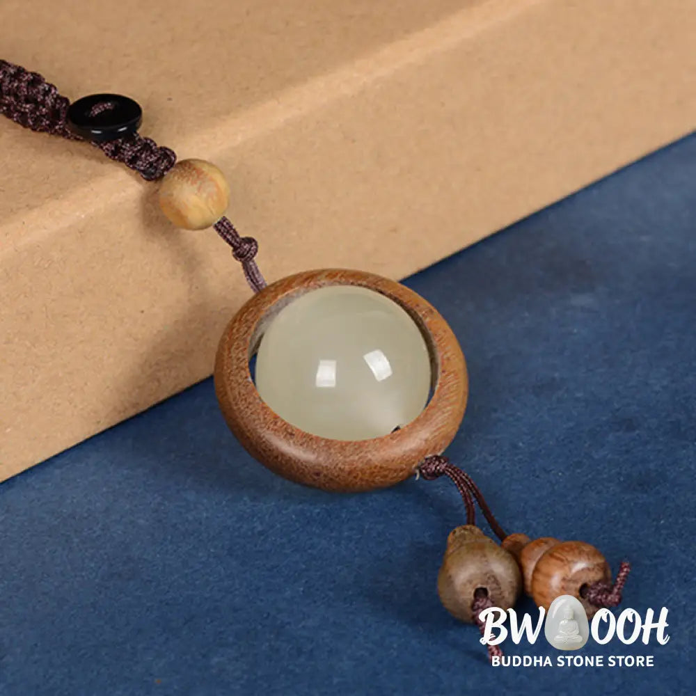 Buddha Stones Red Sandalwood Ebony Wood Green Sandalwood Luminous Lucky Bead Gourd Peace Key Chain - Key Chain