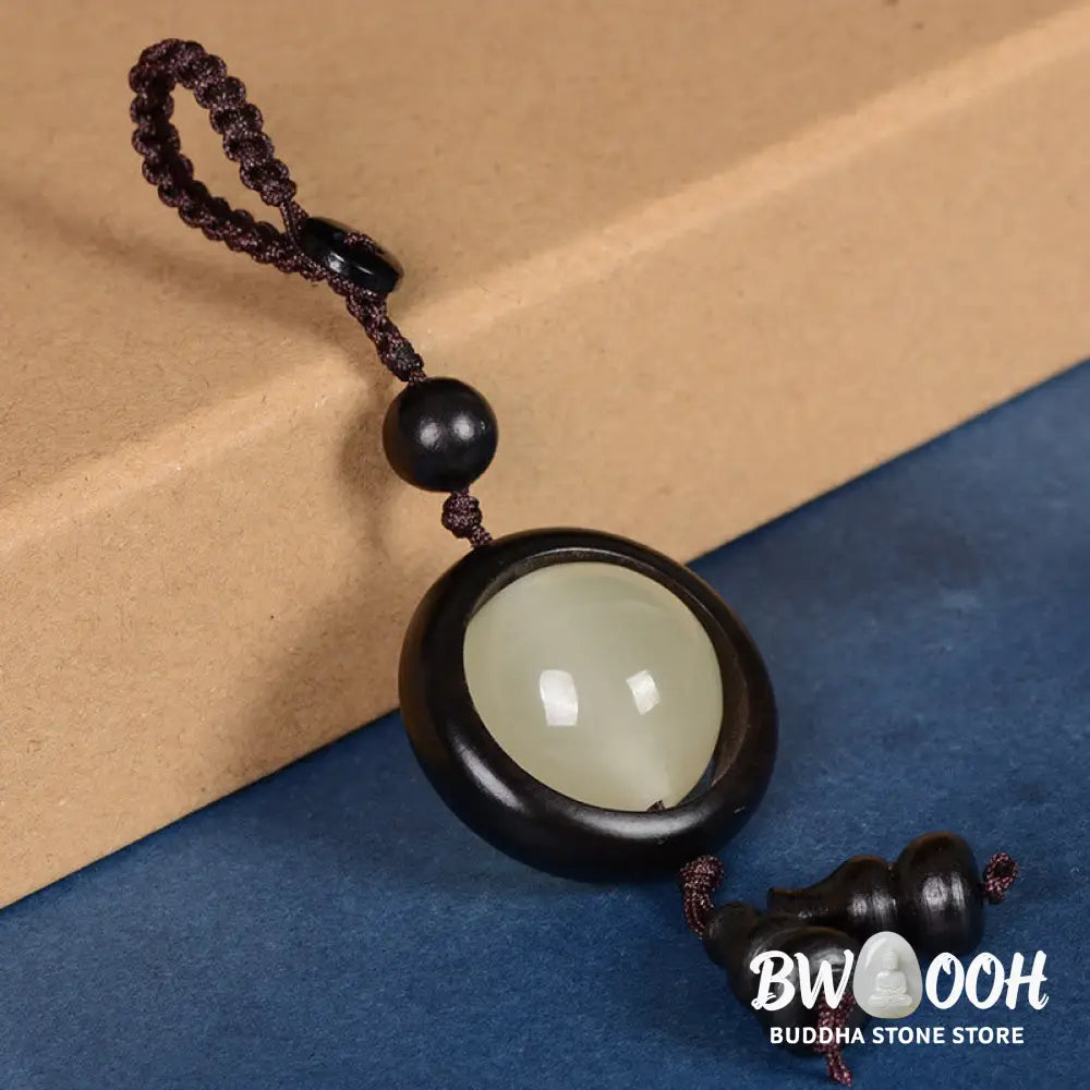 Buddha Stones Red Sandalwood Ebony Wood Green Sandalwood Luminous Lucky Bead Gourd Peace Key Chain - Key Chain