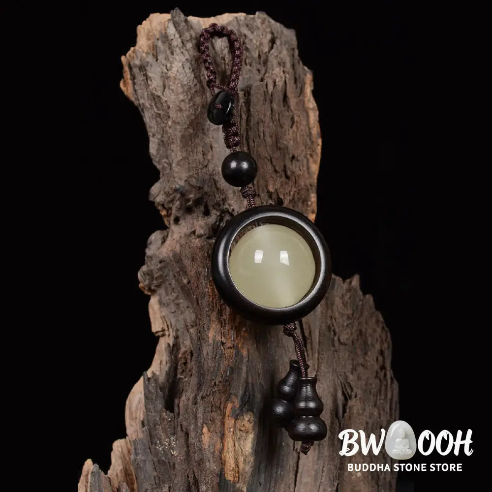 Buddha Stones Red Sandalwood Ebony Wood Green Sandalwood Luminous Lucky Bead Gourd Peace Key Chain - Key Chain