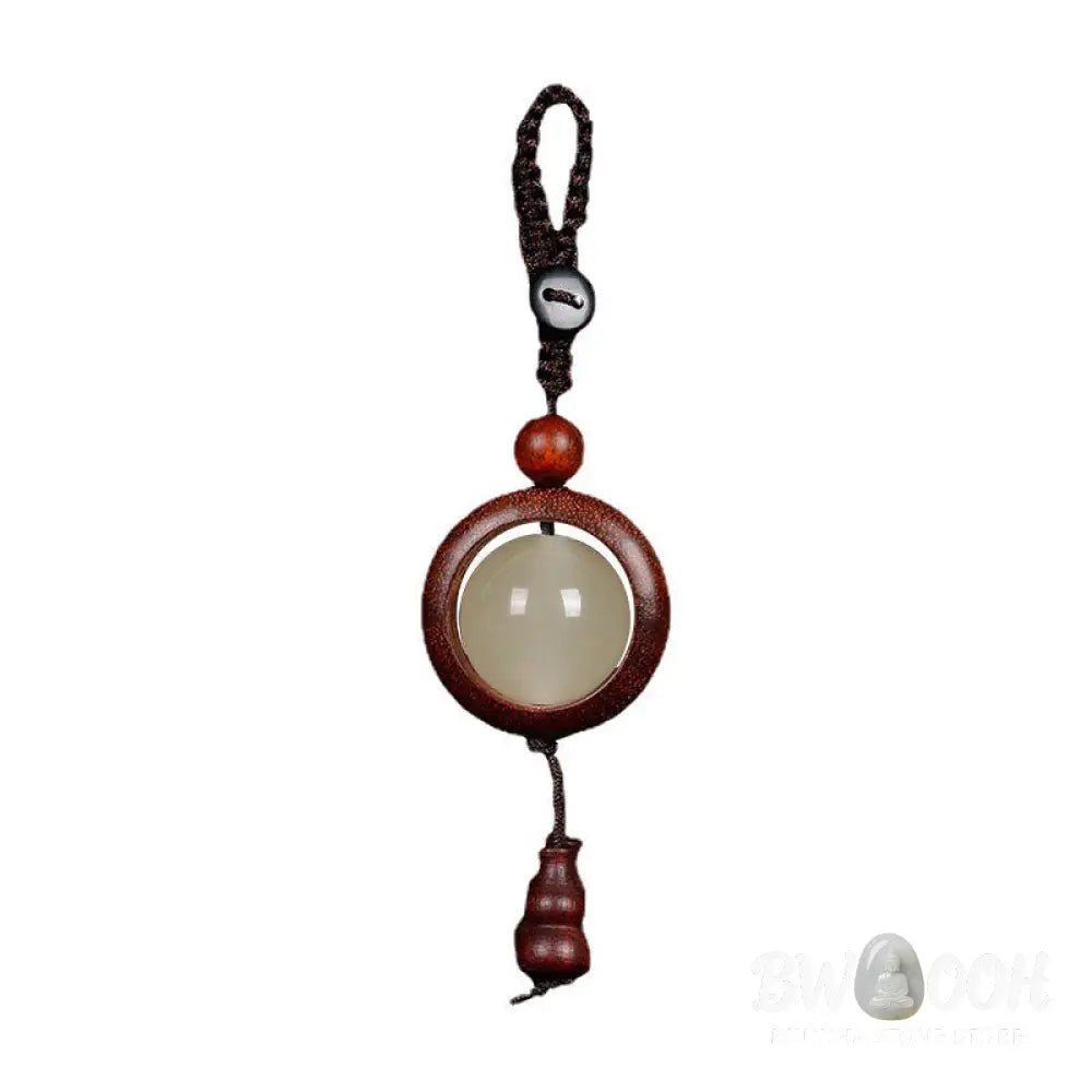 Buddha Stones Red Sandalwood Ebony Wood Green Sandalwood Luminous Lucky Bead Gourd Peace Key Chain - Key Chain