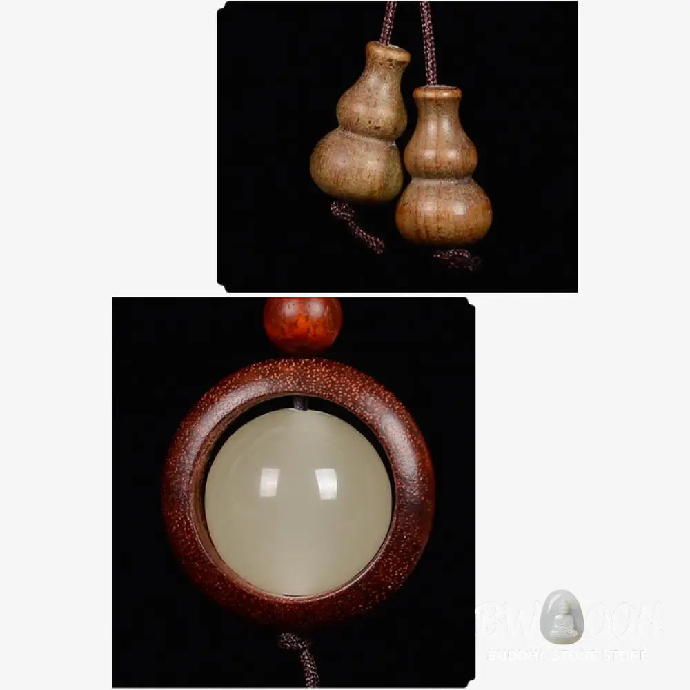 Buddha Stones Red Sandalwood Ebony Wood Green Sandalwood Luminous Lucky Bead Gourd Peace Key Chain - Key Chain