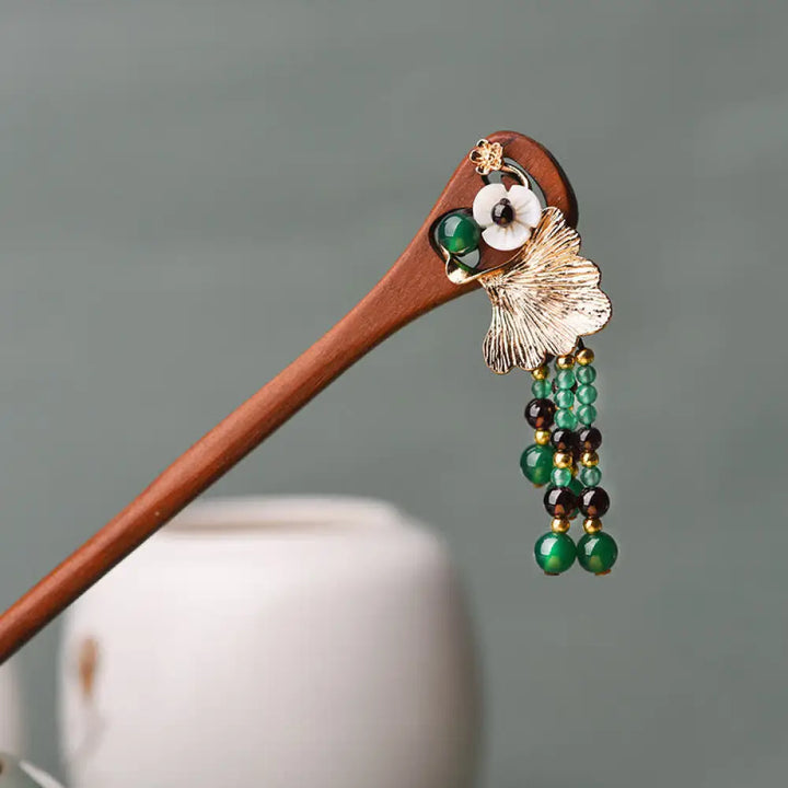 BWOOOH Red Sandalwood Green Agate Ginkgo Leaf Protection 