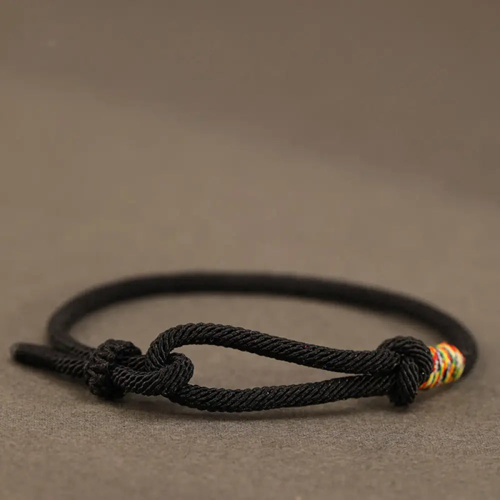 Buddha Stones Red String 925 Sterling Silver 999 Sterling Silver Coin Luck Bracelet - BWOOOH - Black String / Colorful