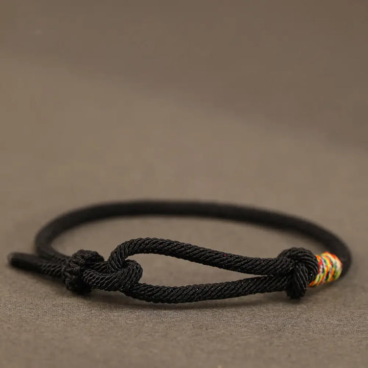 Buddha Stones Red String 925 Sterling Silver 999 Sterling Silver Coin Luck Bracelet - BWOOOH - Black String / Colorful